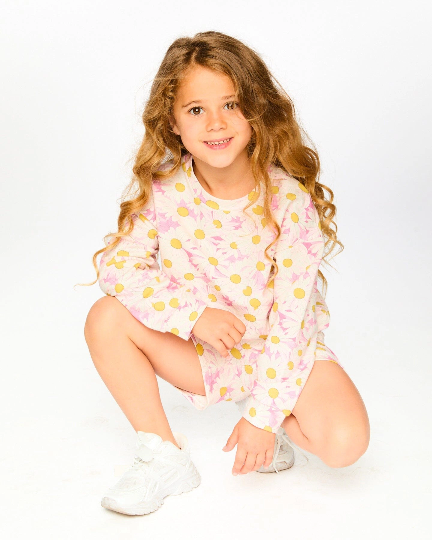 Deux par Girls French Terry Shorts Printed Daisies