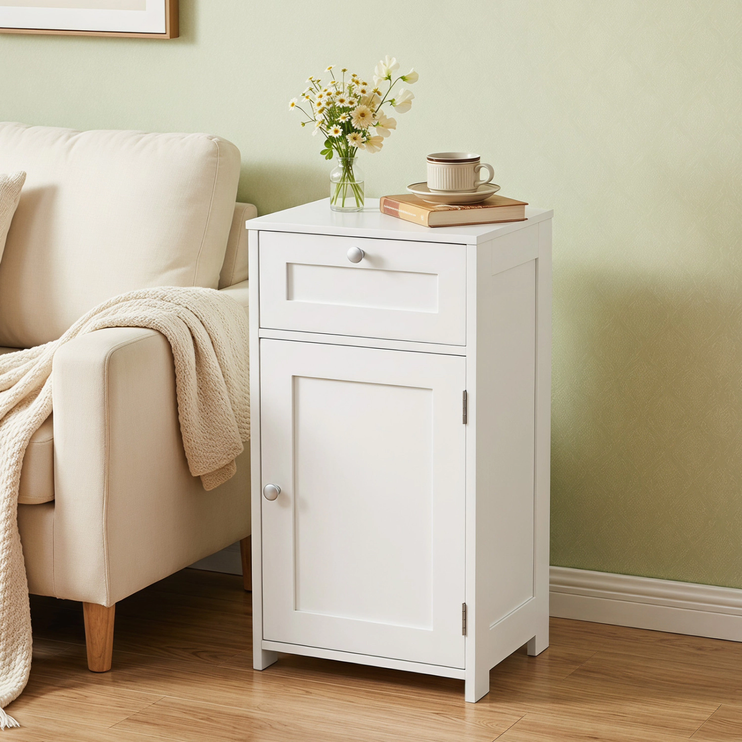 SlickBlue Bathroom Storage Cabinet with Drawer and Adjustable Shelf