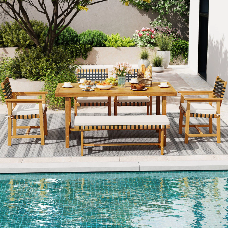 Hivvago 6-Piece Patio Dining Set For 5-6 People Farmhouse Furniture