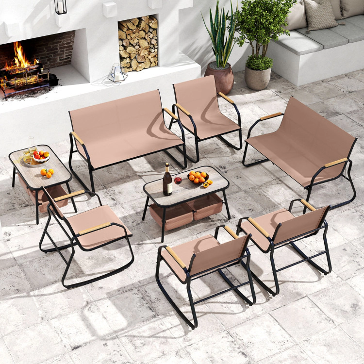 Hivvago 4 Pieces Patio Furniture Set With Rocking Bistro Chairs And Breathable Mesh Fabric