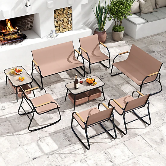 Hivvago 4 Pieces Patio Furniture Set With Rocking Bistro Chairs And Breathable Mesh Fabric