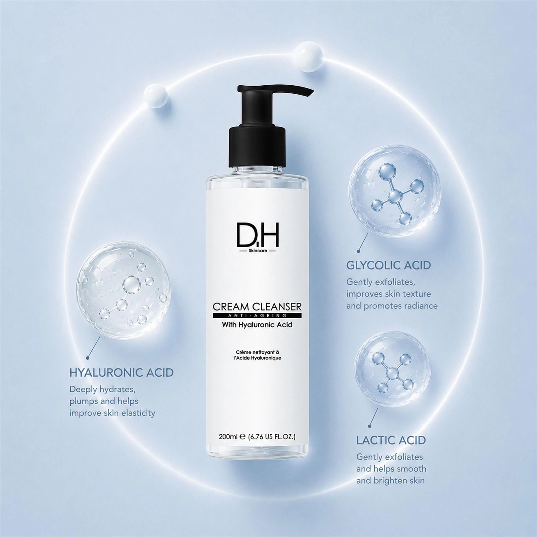 Dr H Cream Cleanser with Hyaluronic Acid 200ml - Anti-Aging, Blemish Control