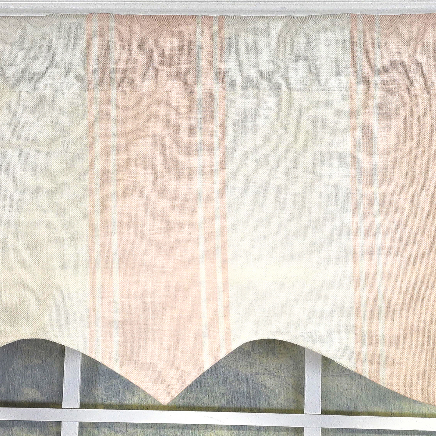 RLF Home Faded Stripe Regal 100% Cotton Rod Pocket Lined  Window Valance 50" x 17" Pink