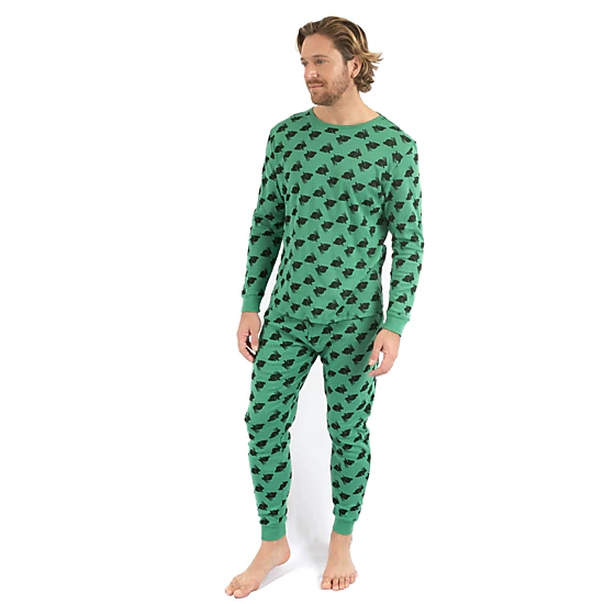 Leveret Men's 2-Piece Cotton Snug Fit Easter Bunny Pajama Set