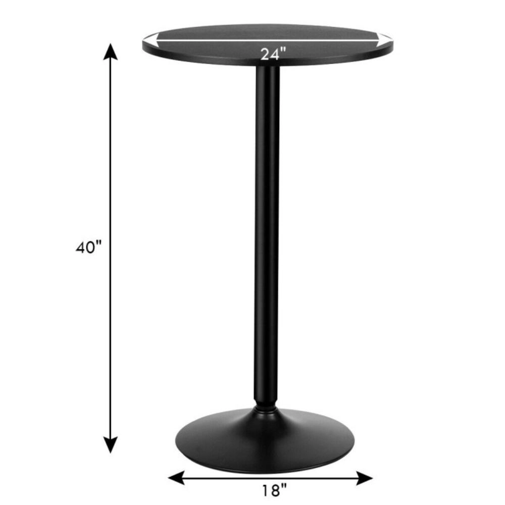 Hivvago 24-Inch Stylish Round End Table with Engineered Wood Top and Black Metal Support