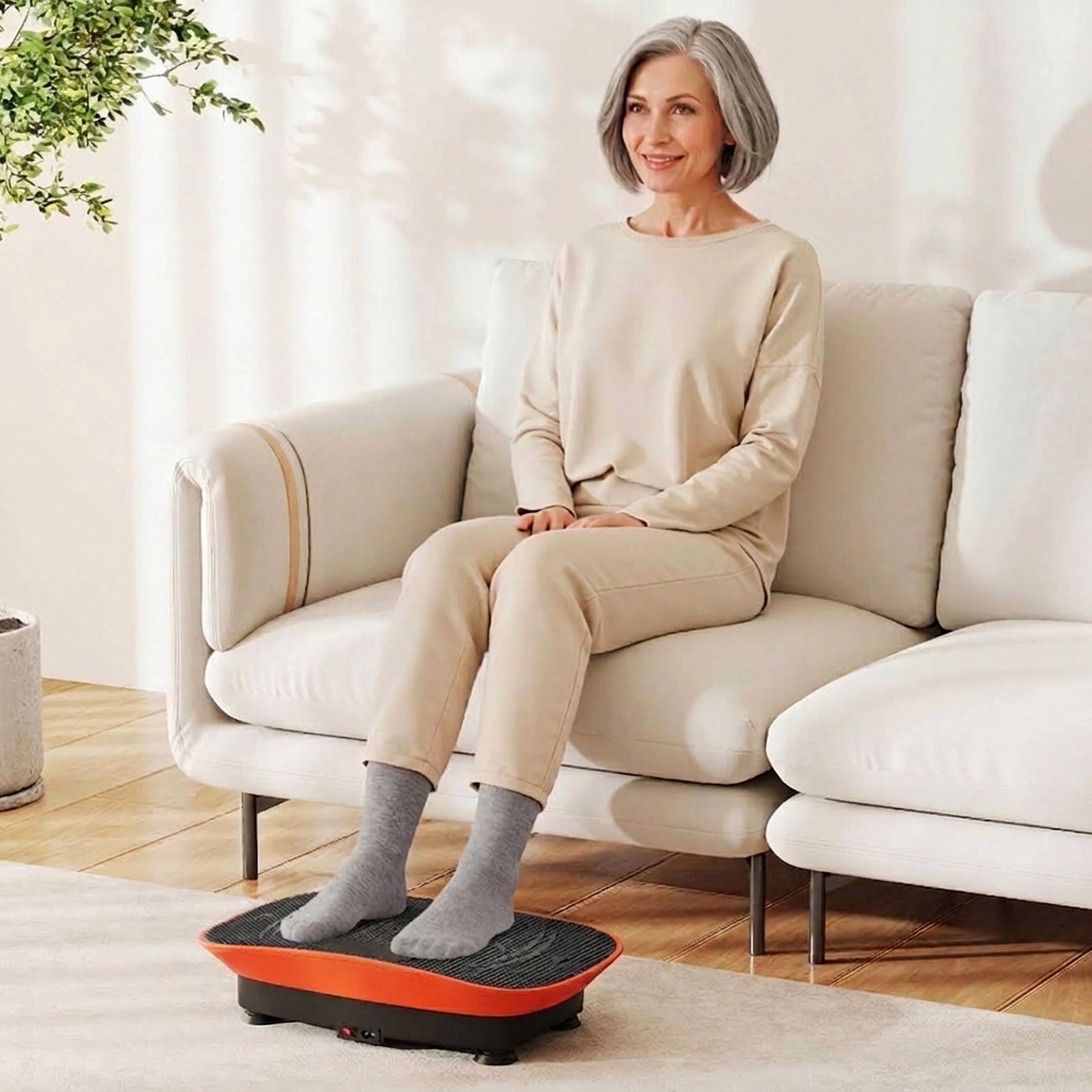 SUGIFT Orange Vibration Plate Exercise Machine with 10 Speed Levels 20-in W 11-in D 5-in H 330-lb User Capacity