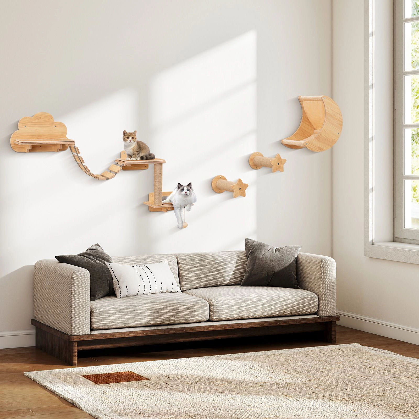 SlickBlue Cat Wall Climber Set with Hammock & Scratching Posts