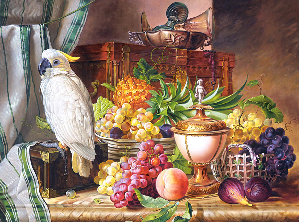 CASTORLAND 3000 Piece Jigsaw Puzzles, Still Life With Fruit and a Cockatoo, Josef Schuster, Adult Puzzles, C-300143-2