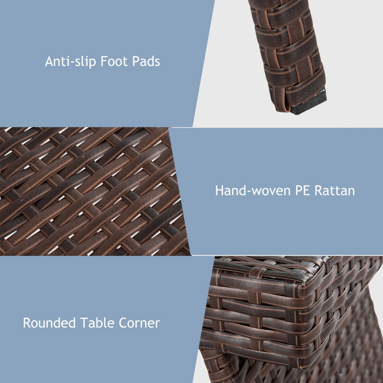 Hivvago Folding Pe Rattan Side Coffee Table Patio Garden Furniture