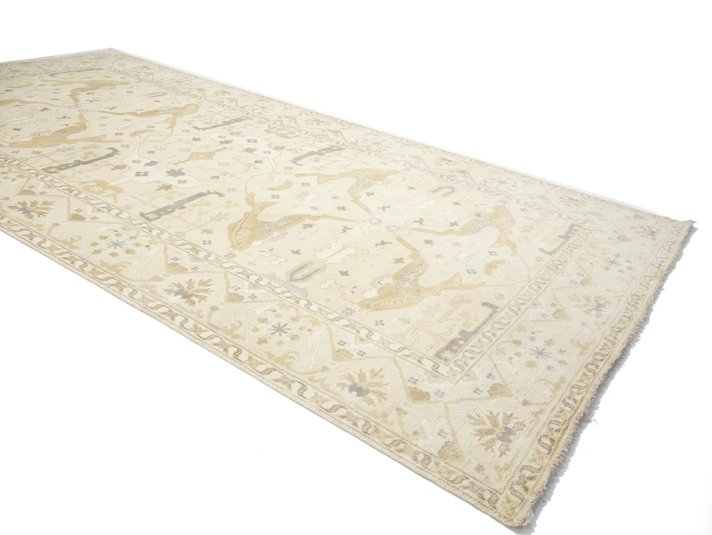 Magic Rugs Beige Floral 9X18 Oushak Oriental Rug