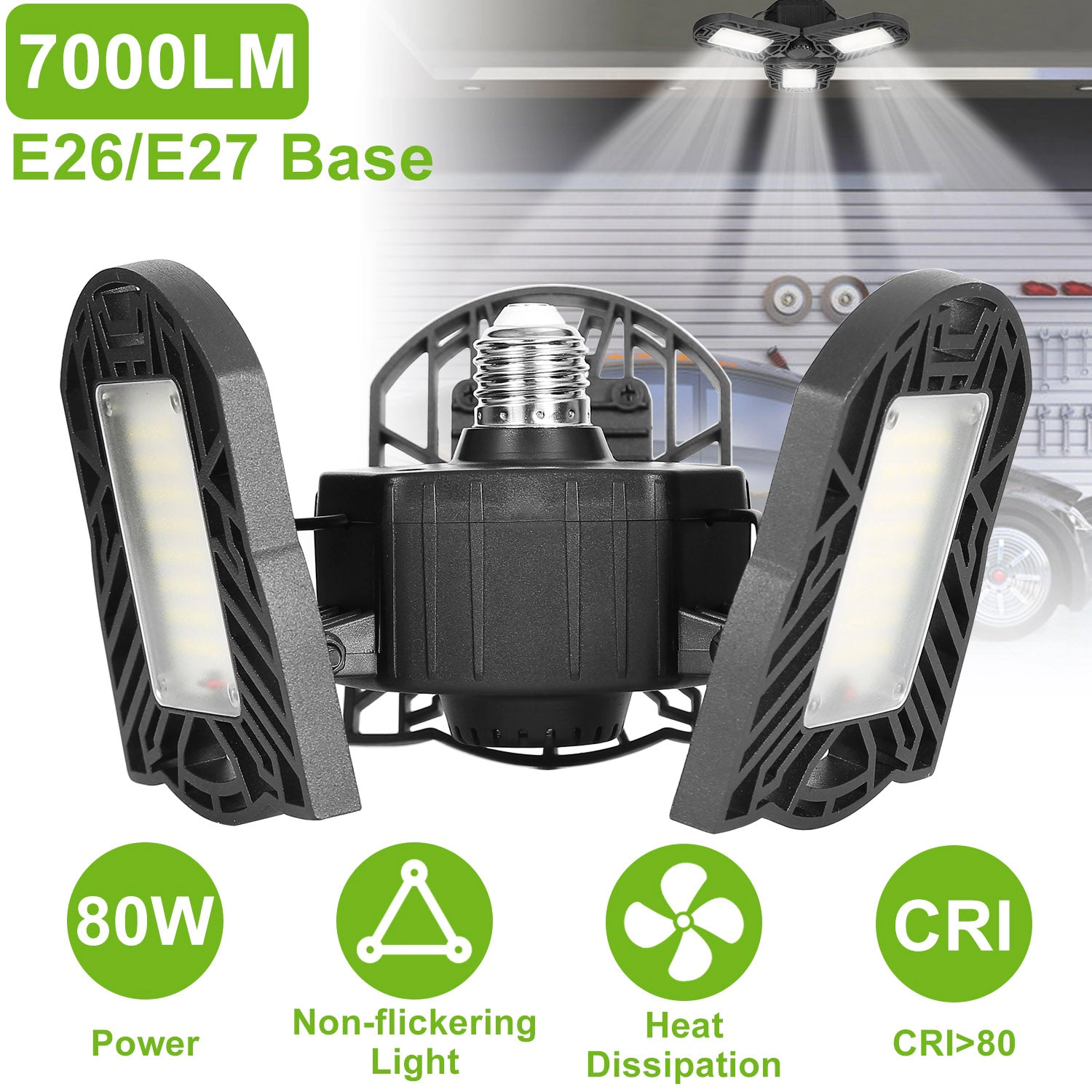 GBruno Deformable 80W LED Garage Ceiling Light