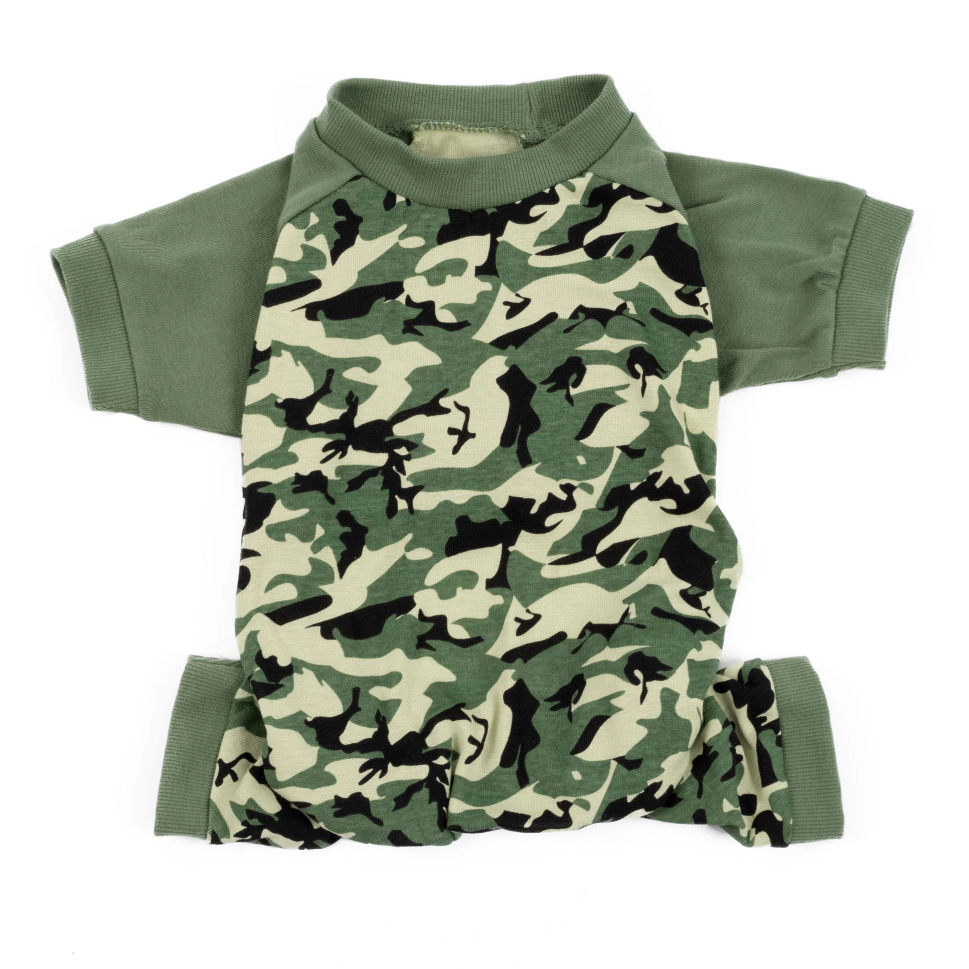 Leveret Dog Cotton Green Camouflage Pajamas