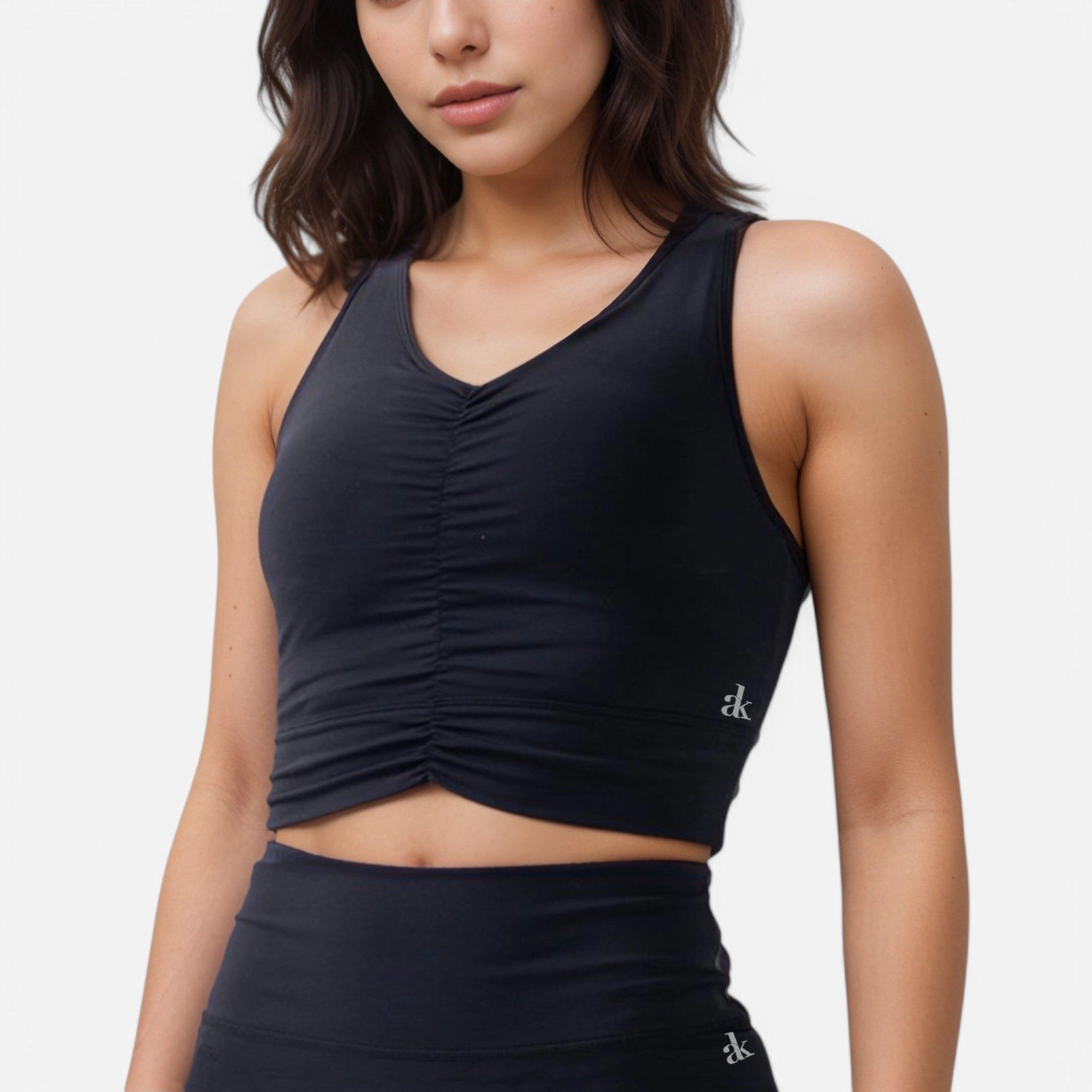 Anna-Kaci Women's Ruched Front Sports Tank with Stretchy Shoulder Straps