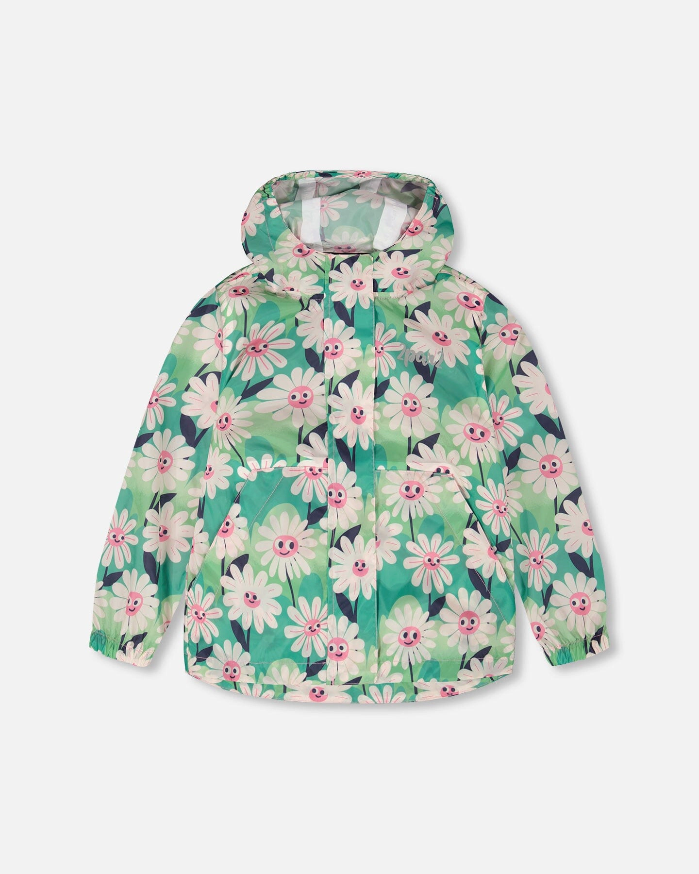 Deux par Girls Packable Windbreaker Polyester Smiling Flower Print