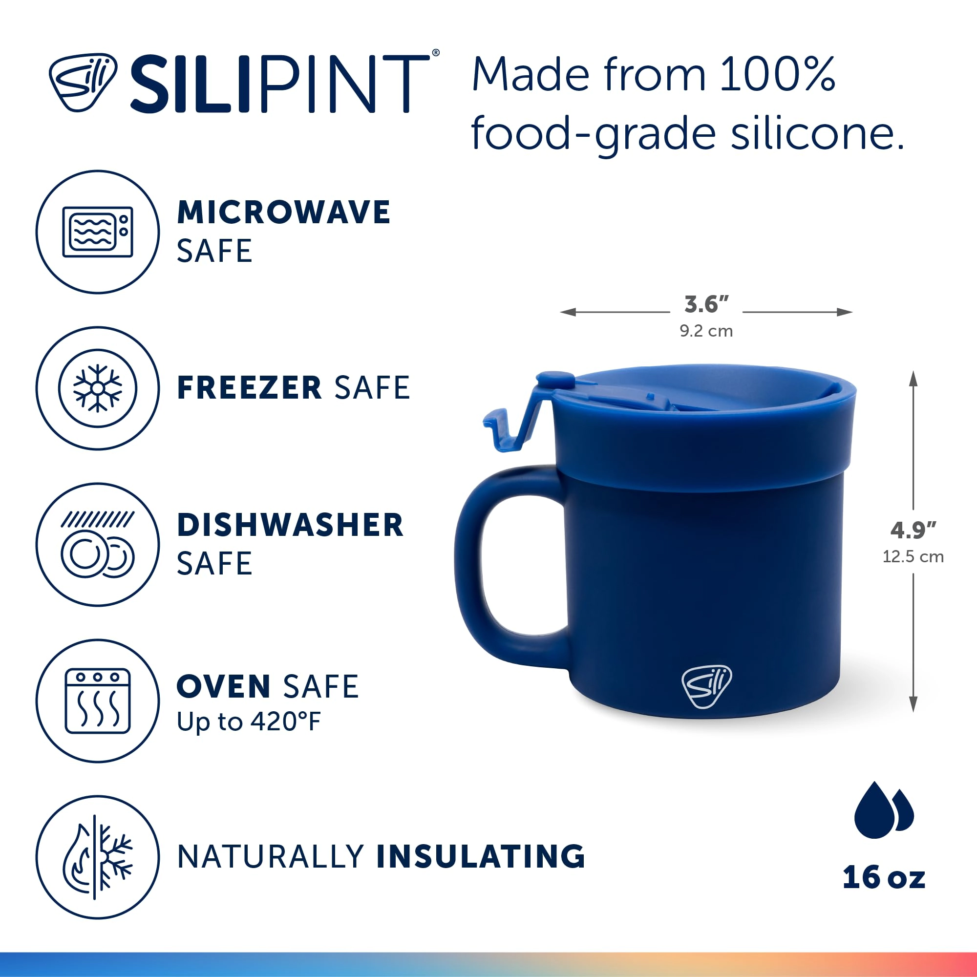Silipint Silicone 16 oz Coffee Mug With Flip Lid