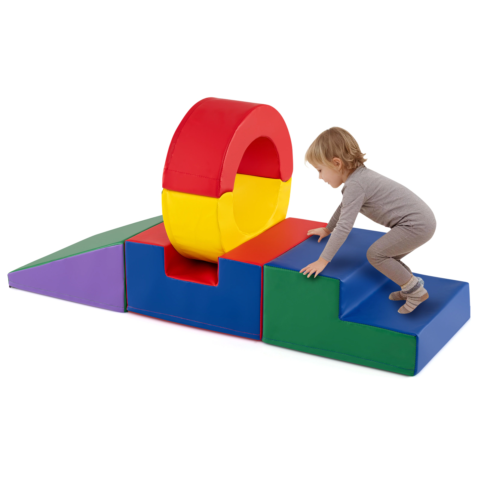 LJG 5 Pieces Kids Climbing Toys with PU Leather Cover