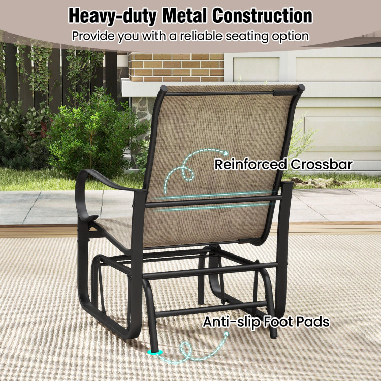 Hivvago Outdoor Glider Chairs Set Of 2 With High Backrest Breathable Mesh Fabric And Metal Frame