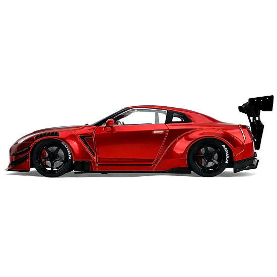 Jada Collectible Nissan Gt-R (R35) Liberty Walk Body Kit 2.0 Rhd (Right Hand Drive) Red Metallic With Carbon Hood "Pink