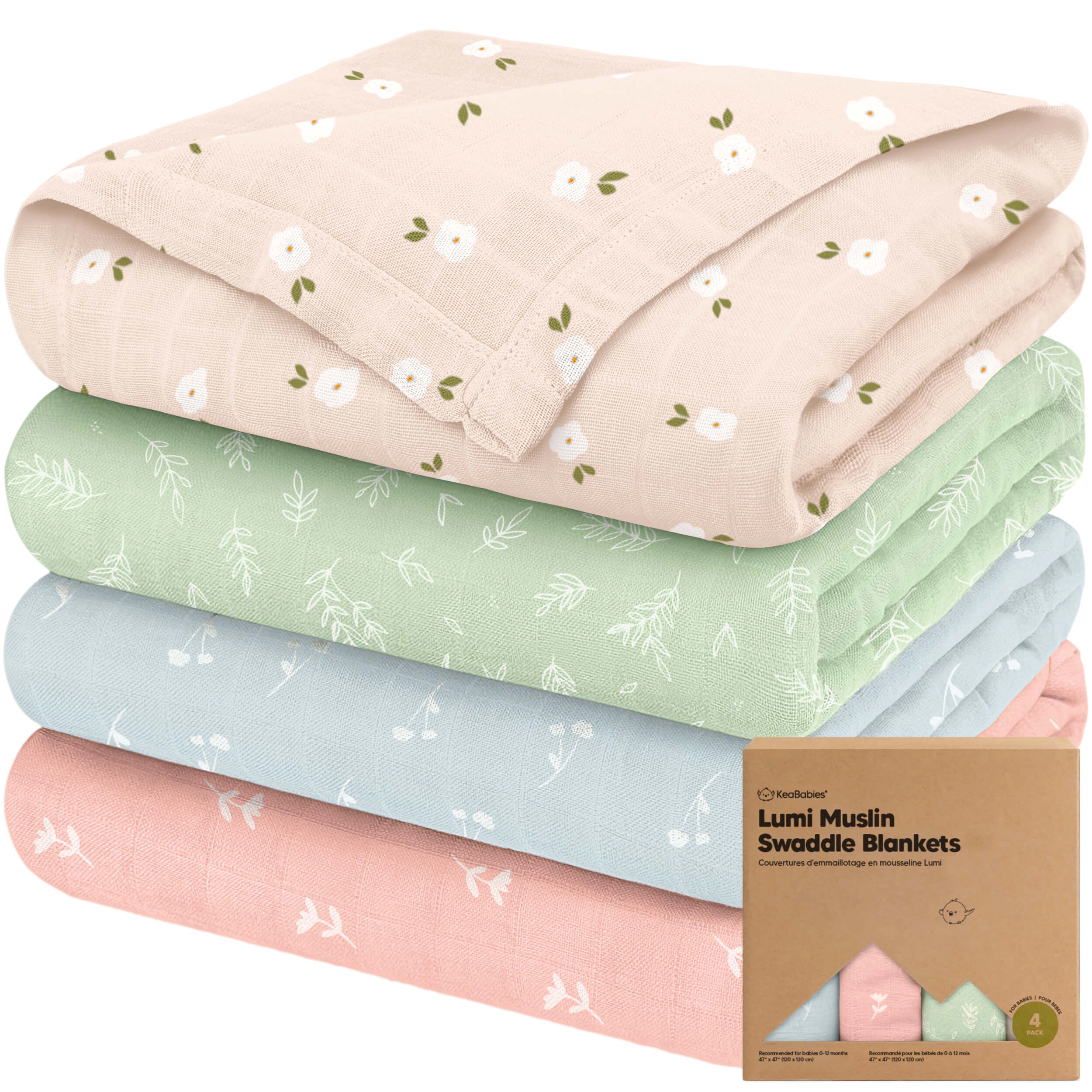 KeaBabies Lumi Muslin Swaddle Blankets