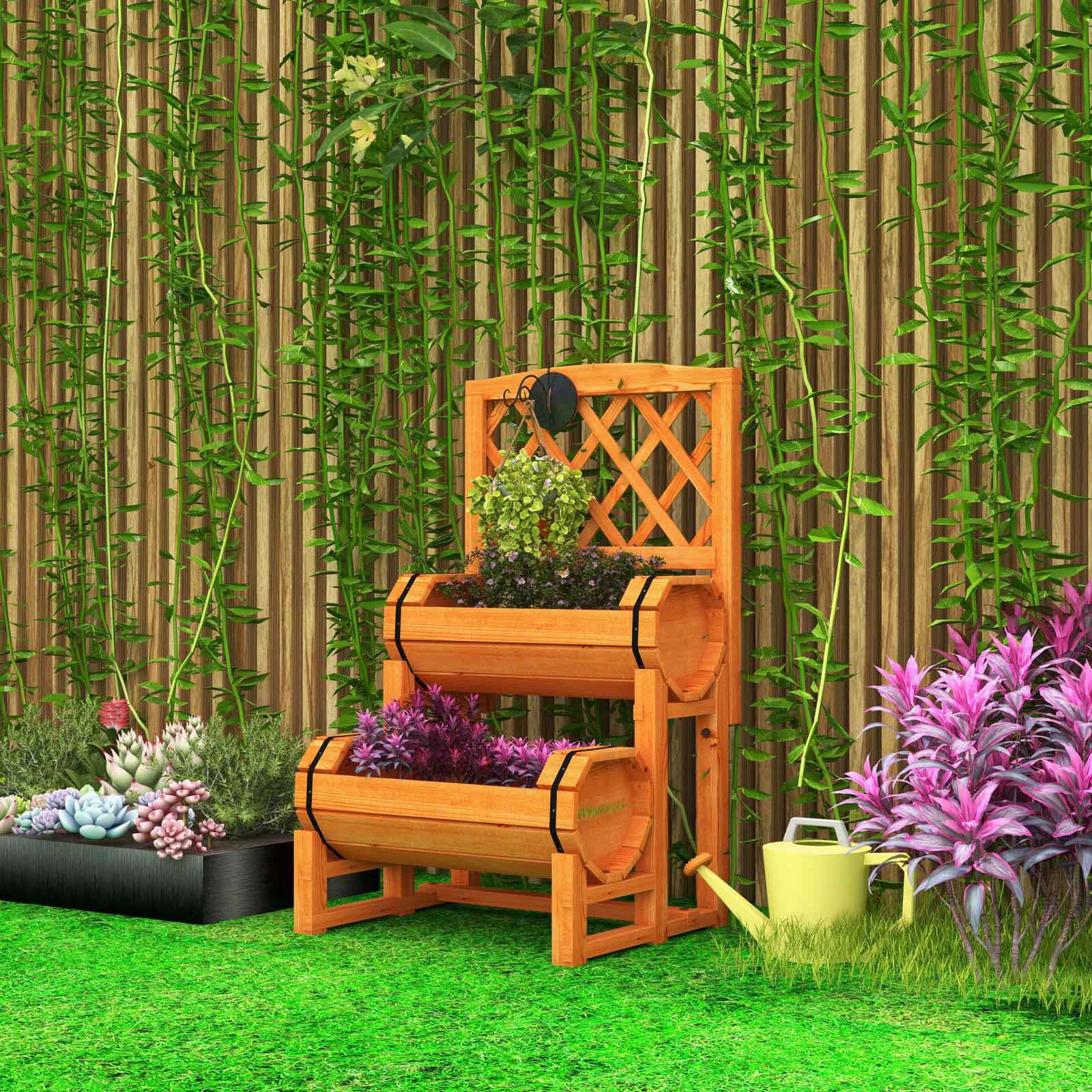 SlickBlue 2 Tier Raised Garden Bed with Trellis for Plants and Flowers