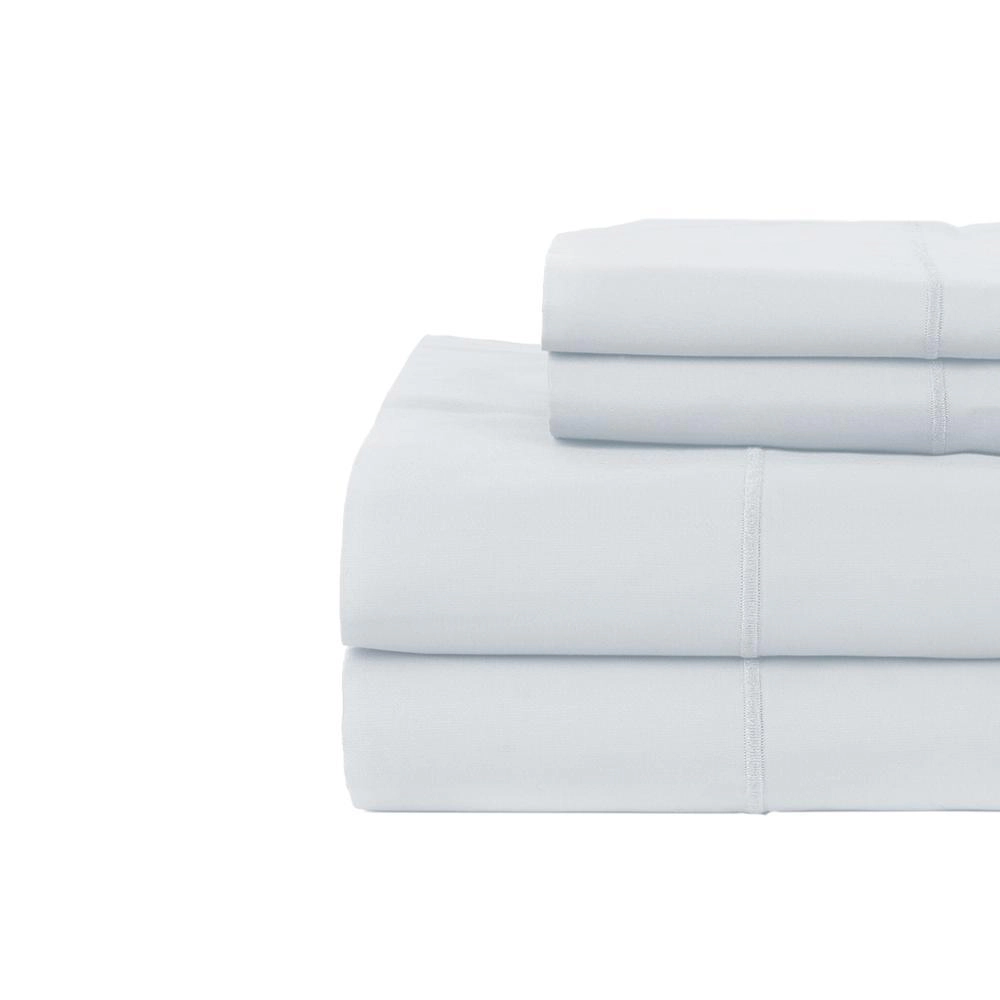 Hotel Concepts 500 Thread Count Sateen Sheet - 4 Piece Set - Queen, Lite Blue