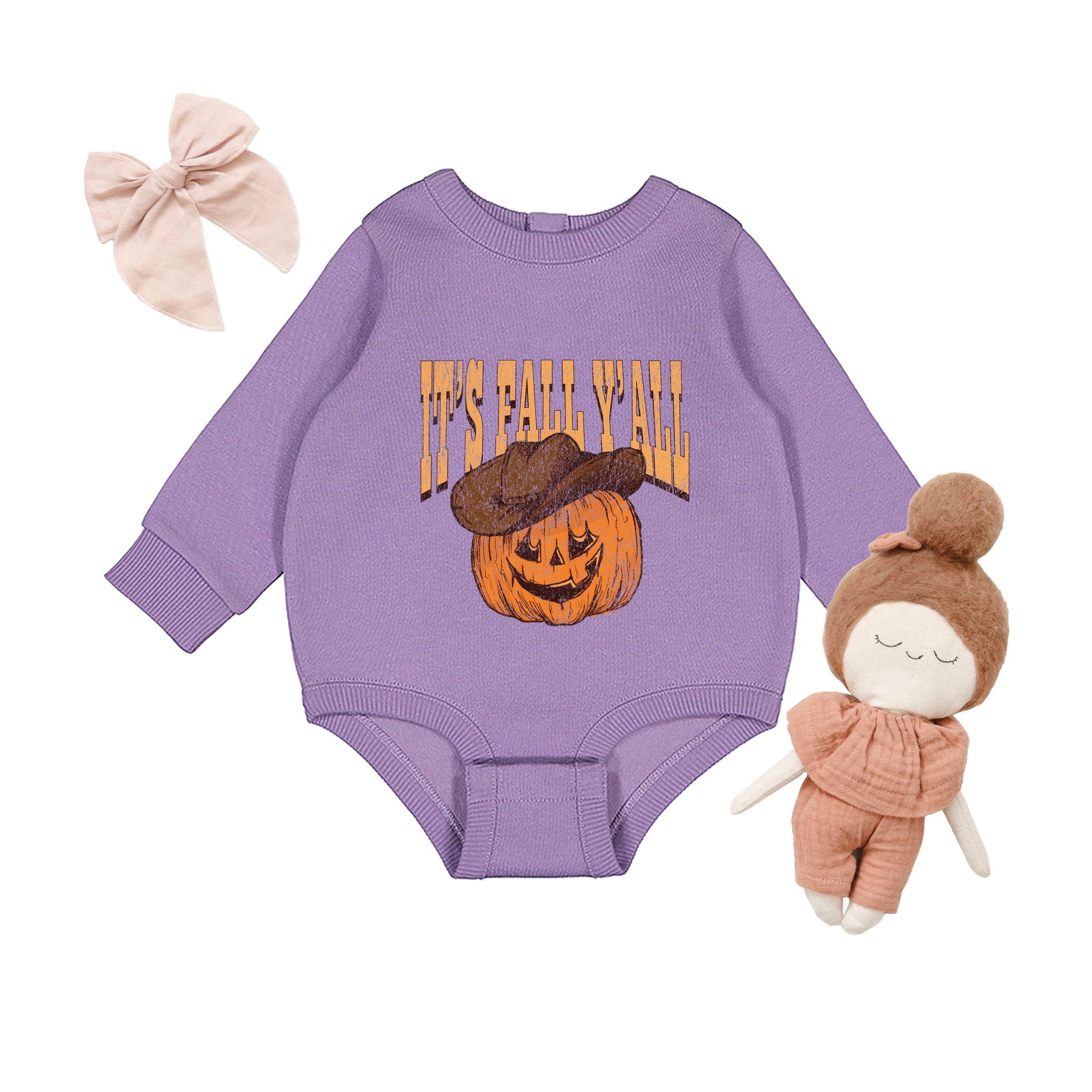 The Juniper Shop - Infant Fleece BodySuit It's Fall Y'all Jack-O-Lantern