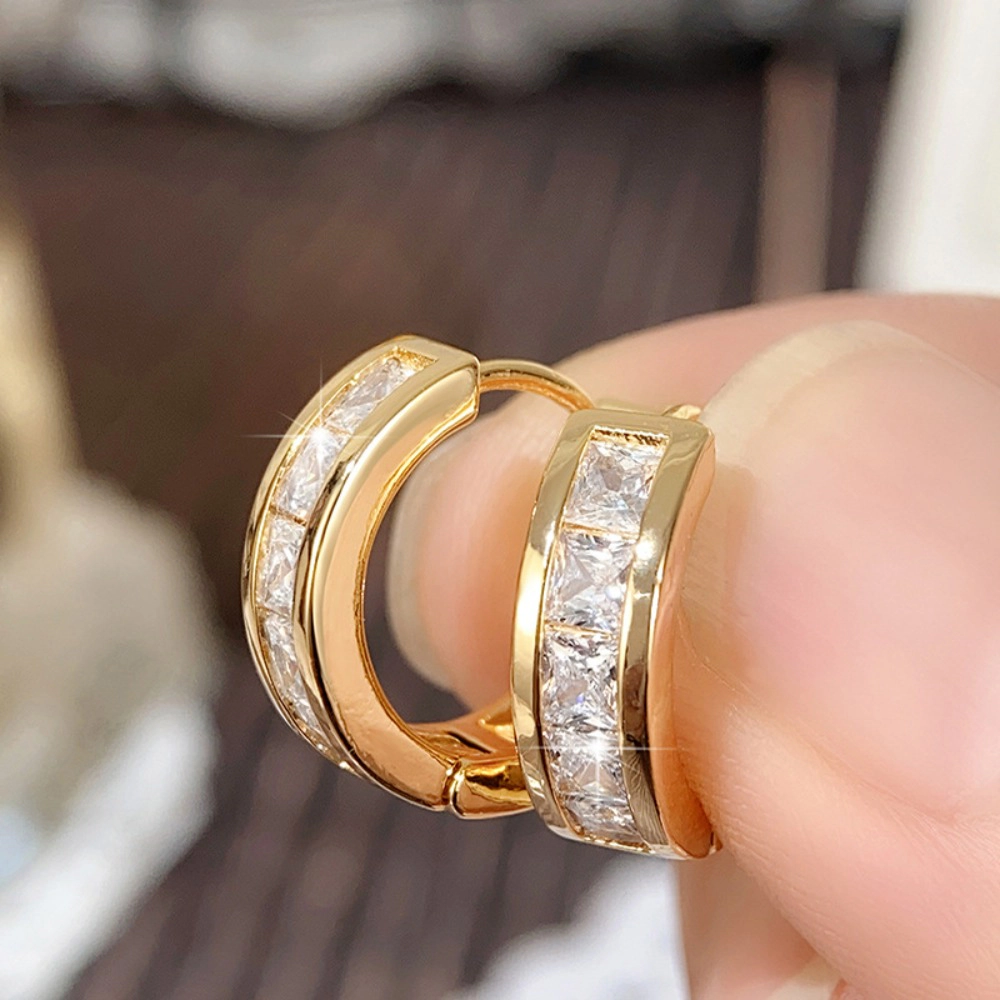 Wardrobe Whimsy Channel Set Cubic Zirconia Huggie Hoop Earrings