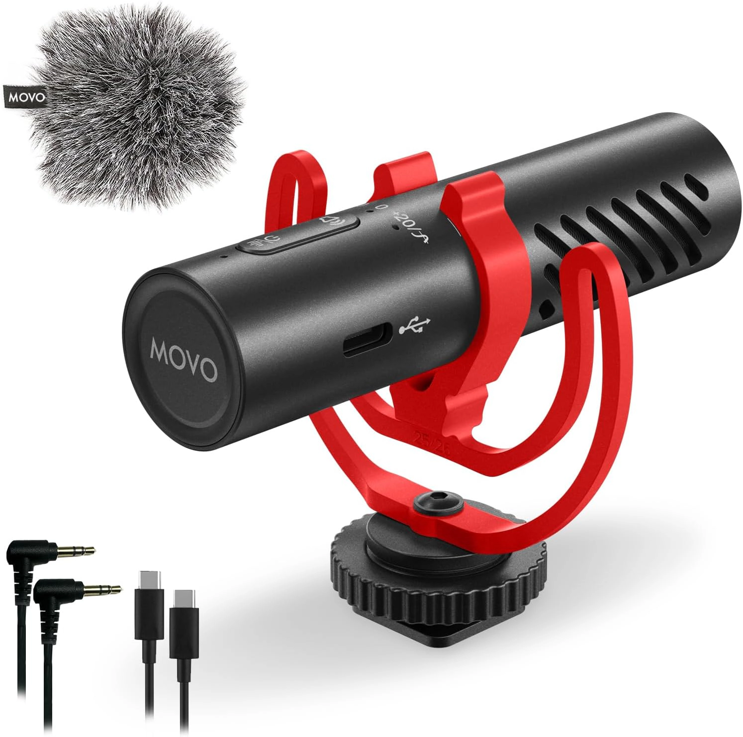 Movo VXR10-AI Shotgun Microphone with AI Noise Cancellation for Cameras Smartphones Computers