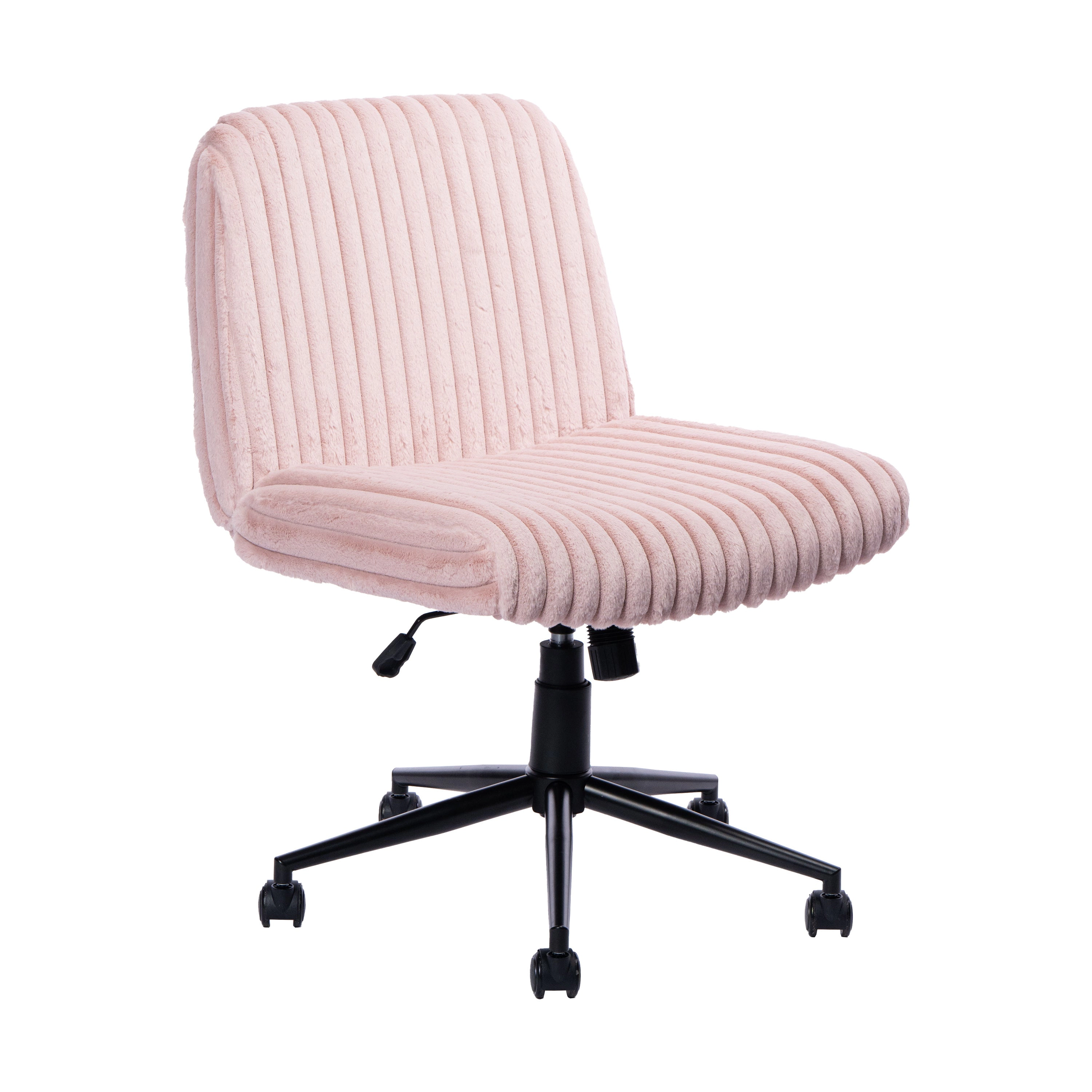 Platinum-Level Office Chairs Pink Criss-Cross Office Chair, Plush Velvet, Extra-Wide Foam-Padded Seat