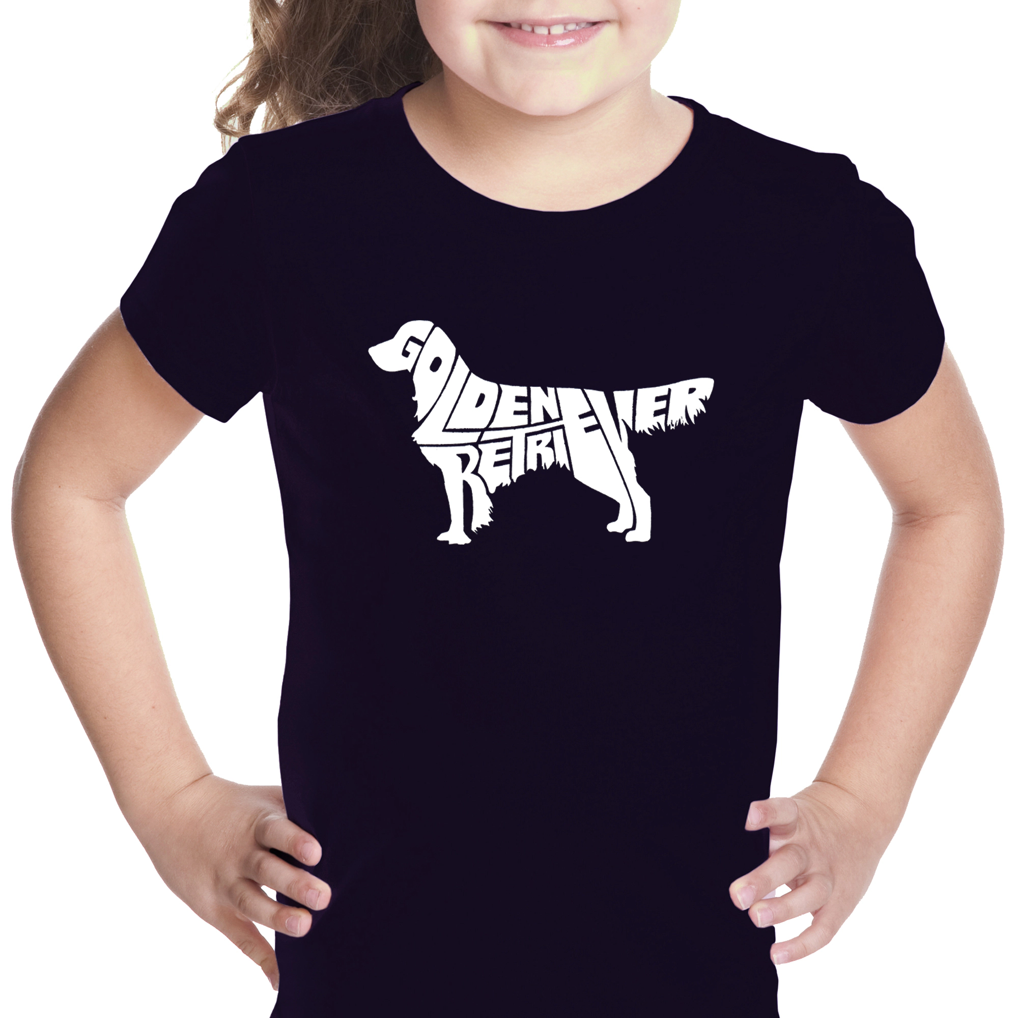 LA Pop Art Girls Word T-Shirt - Golden Retreiver