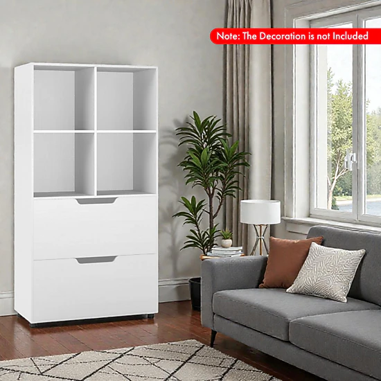 Hivvago 5-Tier Vertical Storage Bookcase with 4 Open Compartments