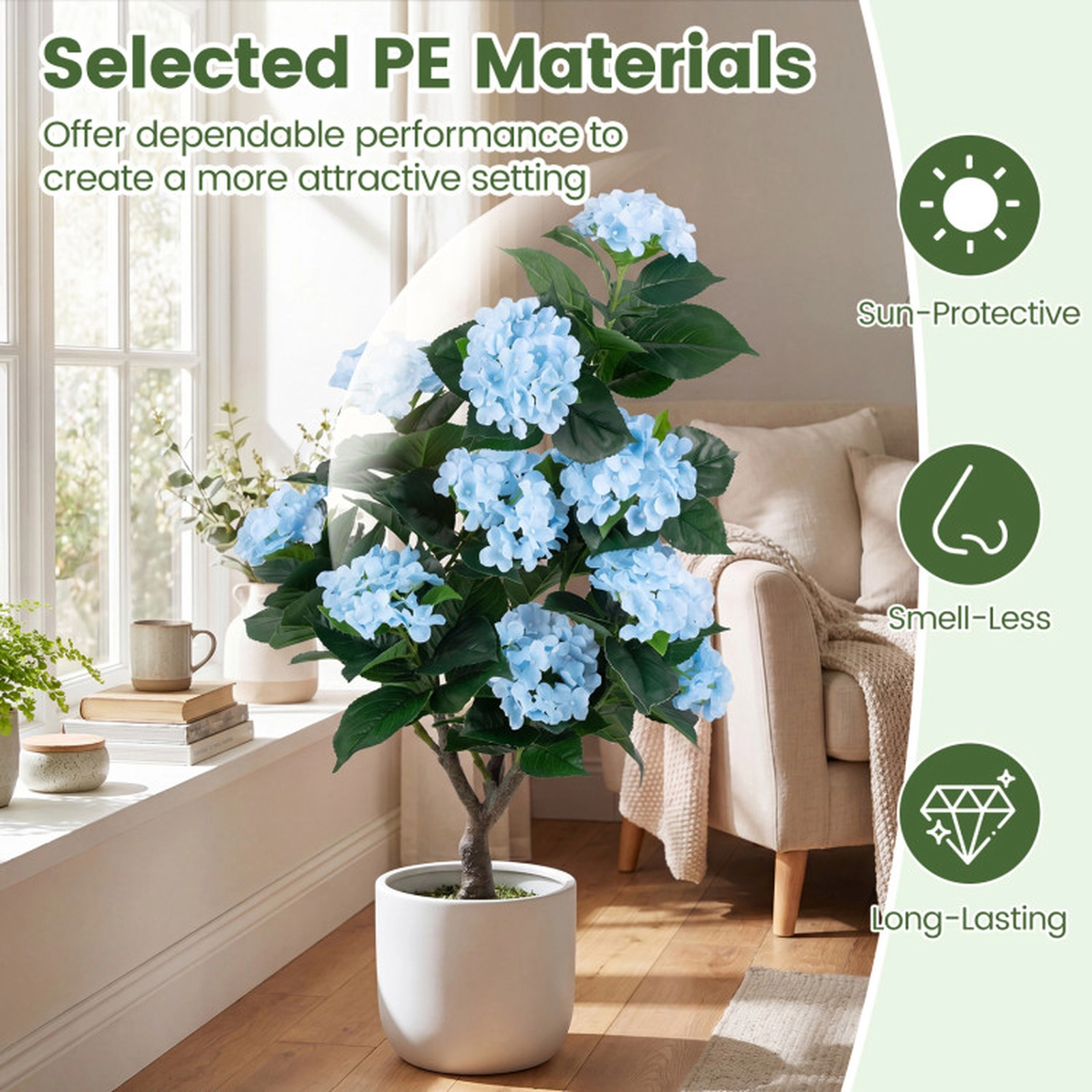SUGIFT 43.5-in Artificial Hydrangea Tree 2-Pack with 11 Flowers Blue/Pink/Purple/White & Green & Black