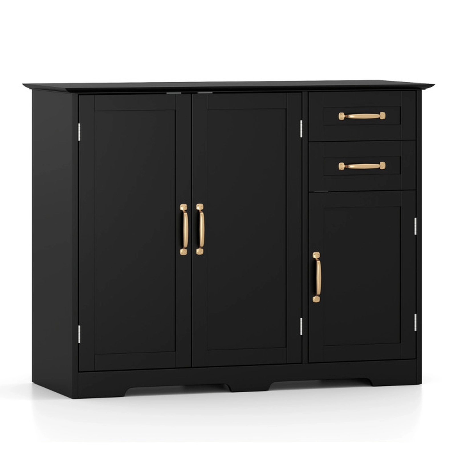 SUGIFT 40-in 120-lb Countertop Black Modern Sideboard Buffet Cabinet with 2 Drawers and Adjustable Shelf