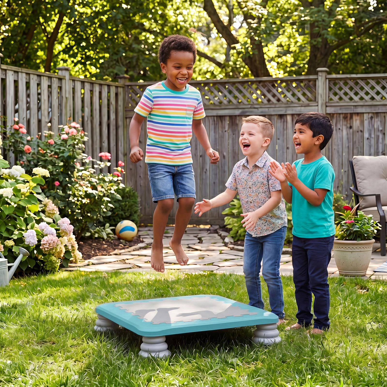 SUGIFT Blue 4 Removable Non-Slip Foot Pads 25.5 Inch Kids Mini Trampoline