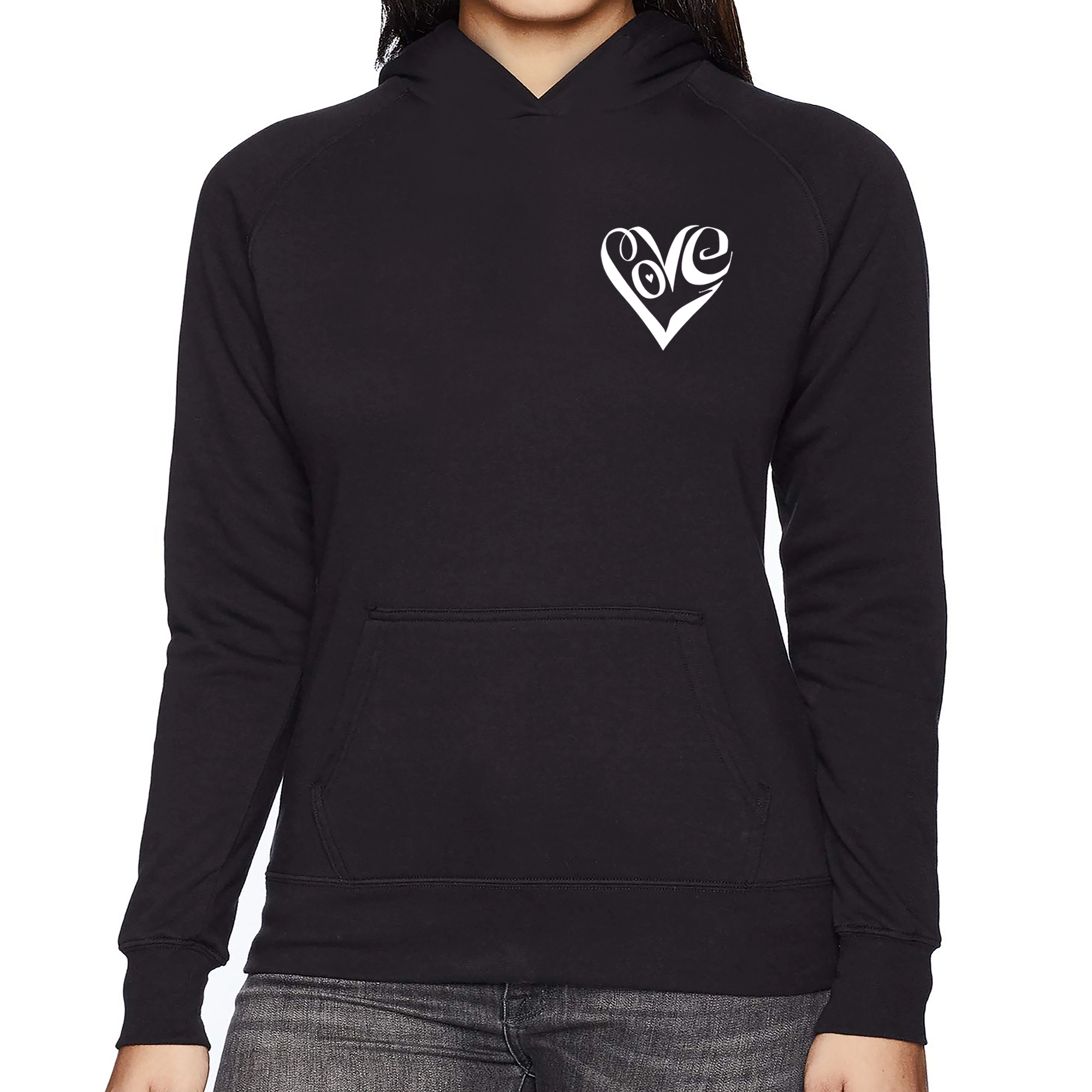 LA Pop Art Script Heart - Women's Word Hooded Sweatshirt