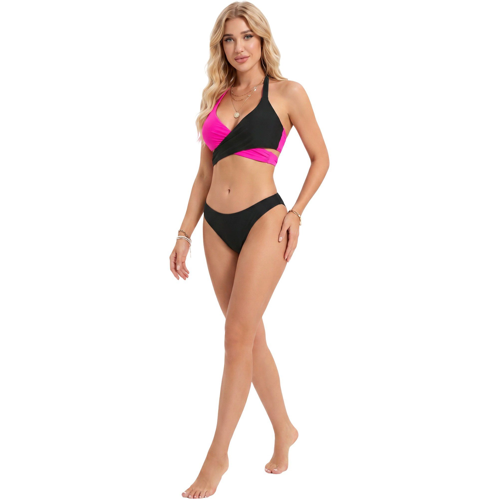 Anna-Kaci Women’s High-Waisted Shirred Bikini Set