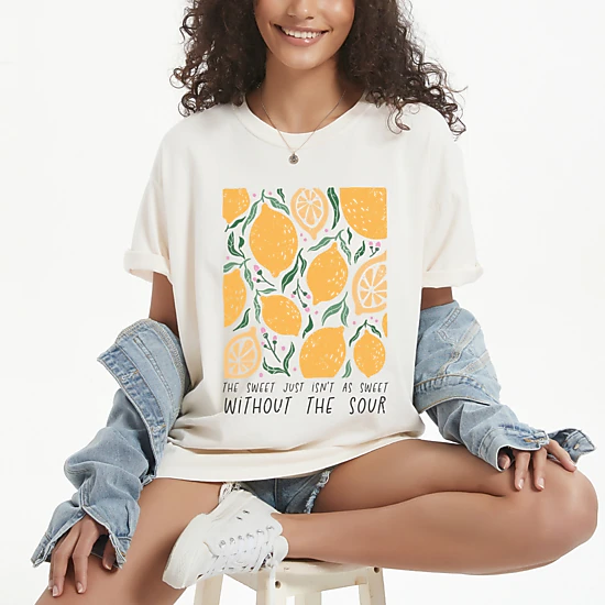 Simply Sage Market - Boho Lemon Sweet Without Sour - Women's Garment Dyed Graphic T-Shirt
