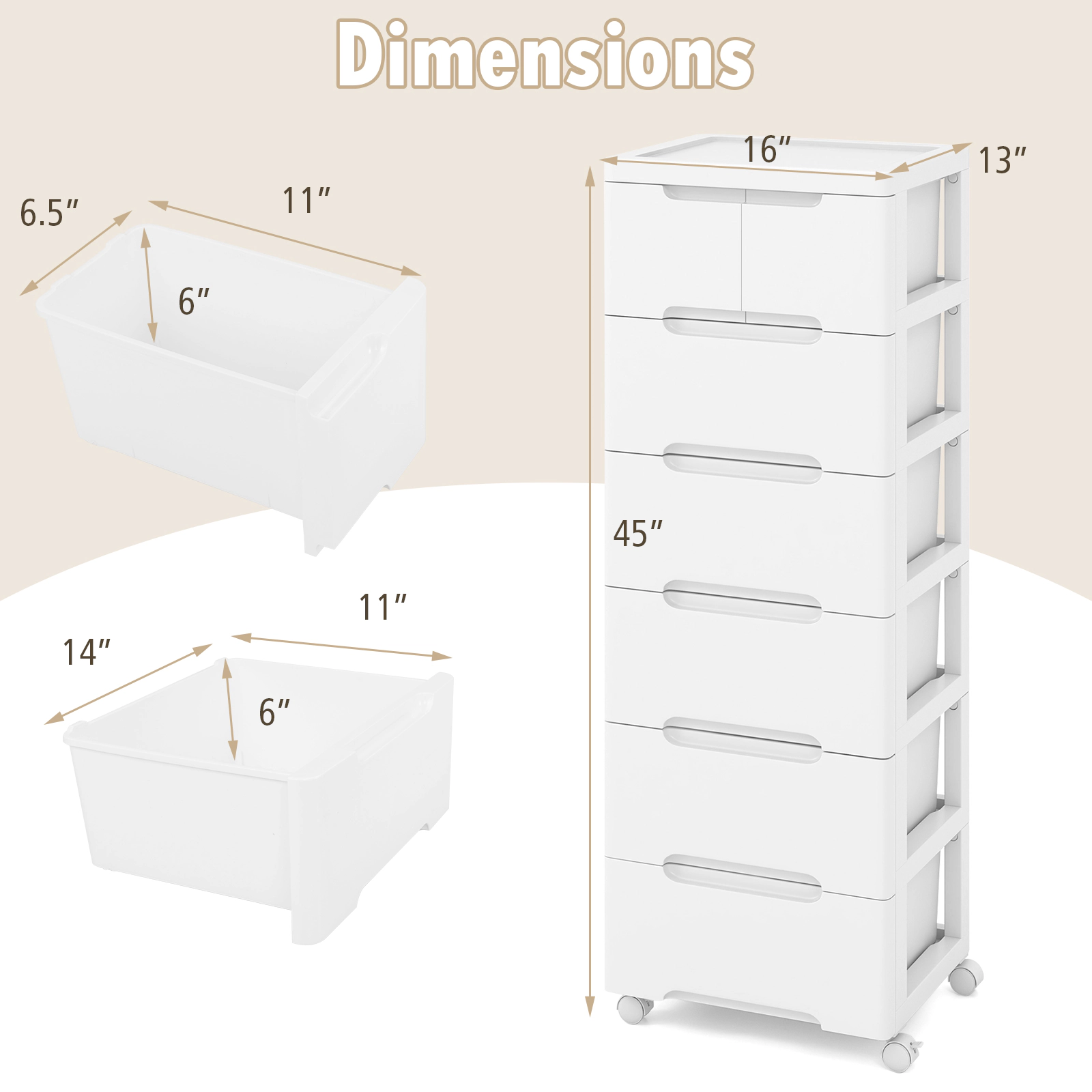 Hivvago Rolling Organizer Cabinet with Spacious Storage Drawers