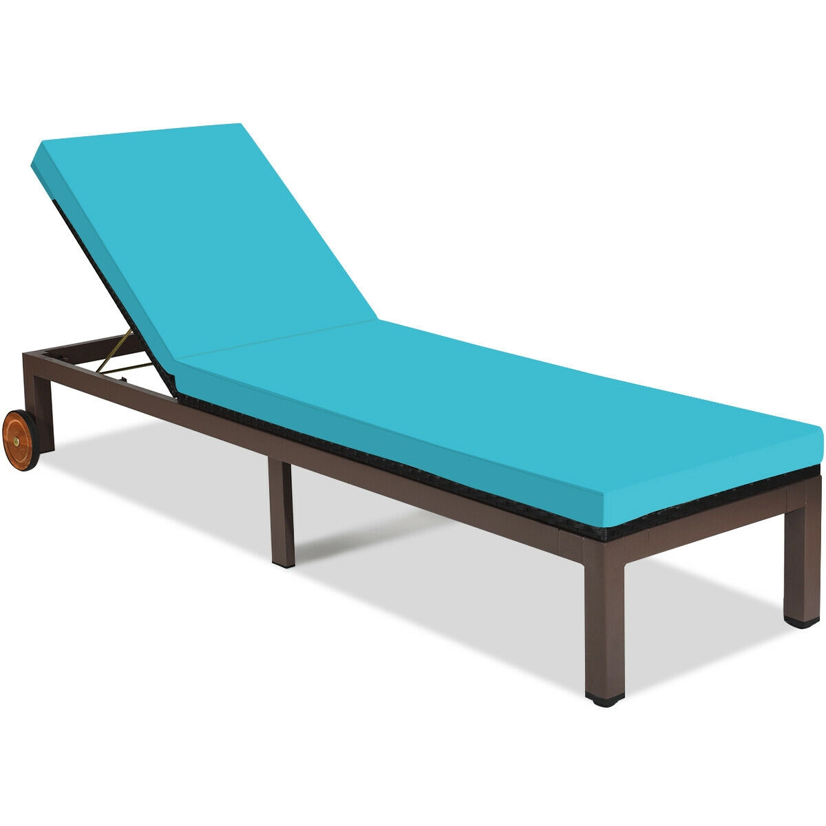 LJG Back Adjustable Cushioned Patio Rattan Lounge Chair