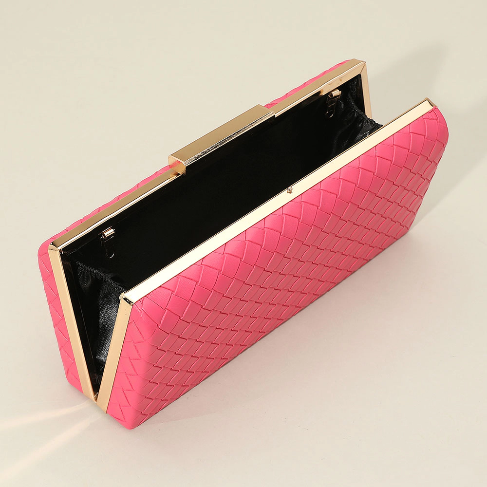 Fashnzfab Faux Leather Basket Weave Clutch Evening Bag / Crossbody Bag
