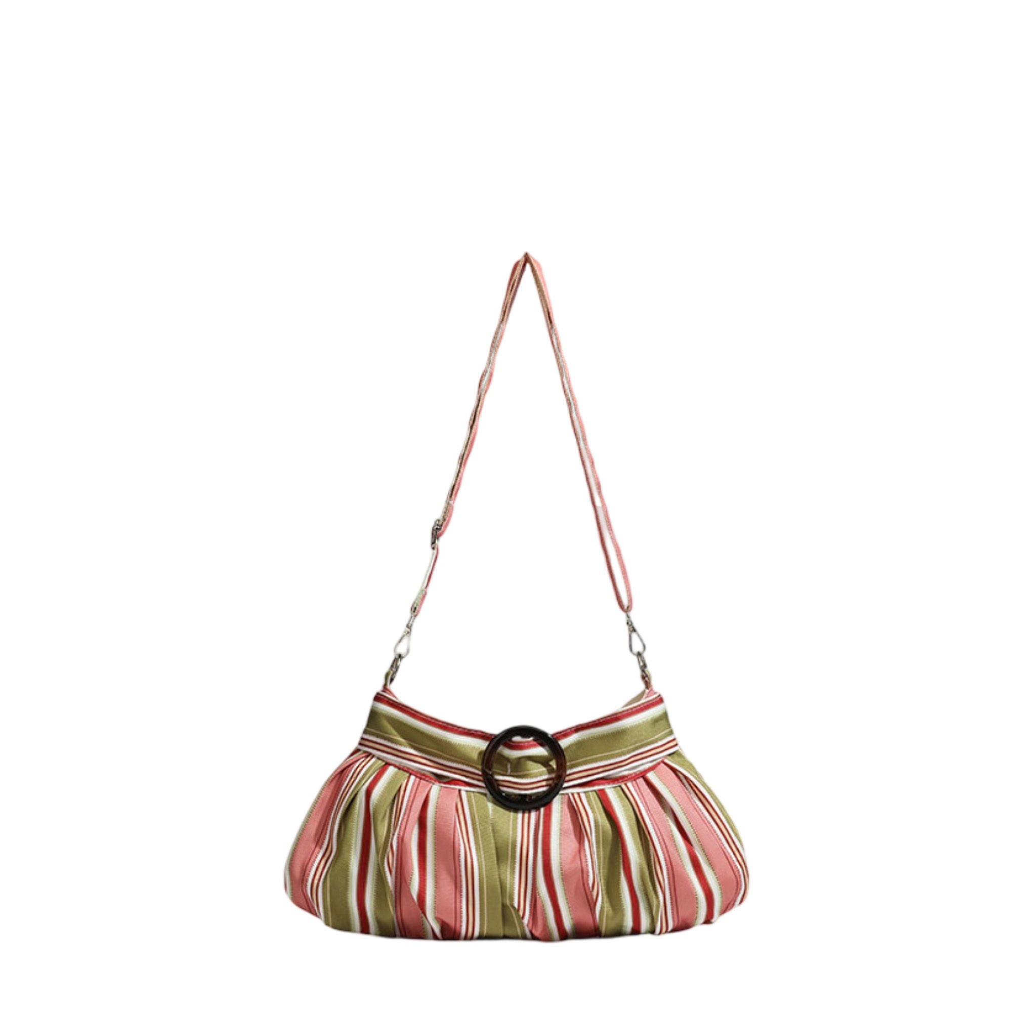 Alilang Women's Striped Shoulder Bag for Women, Slouchy Underarm Purse with Adjustable Strap