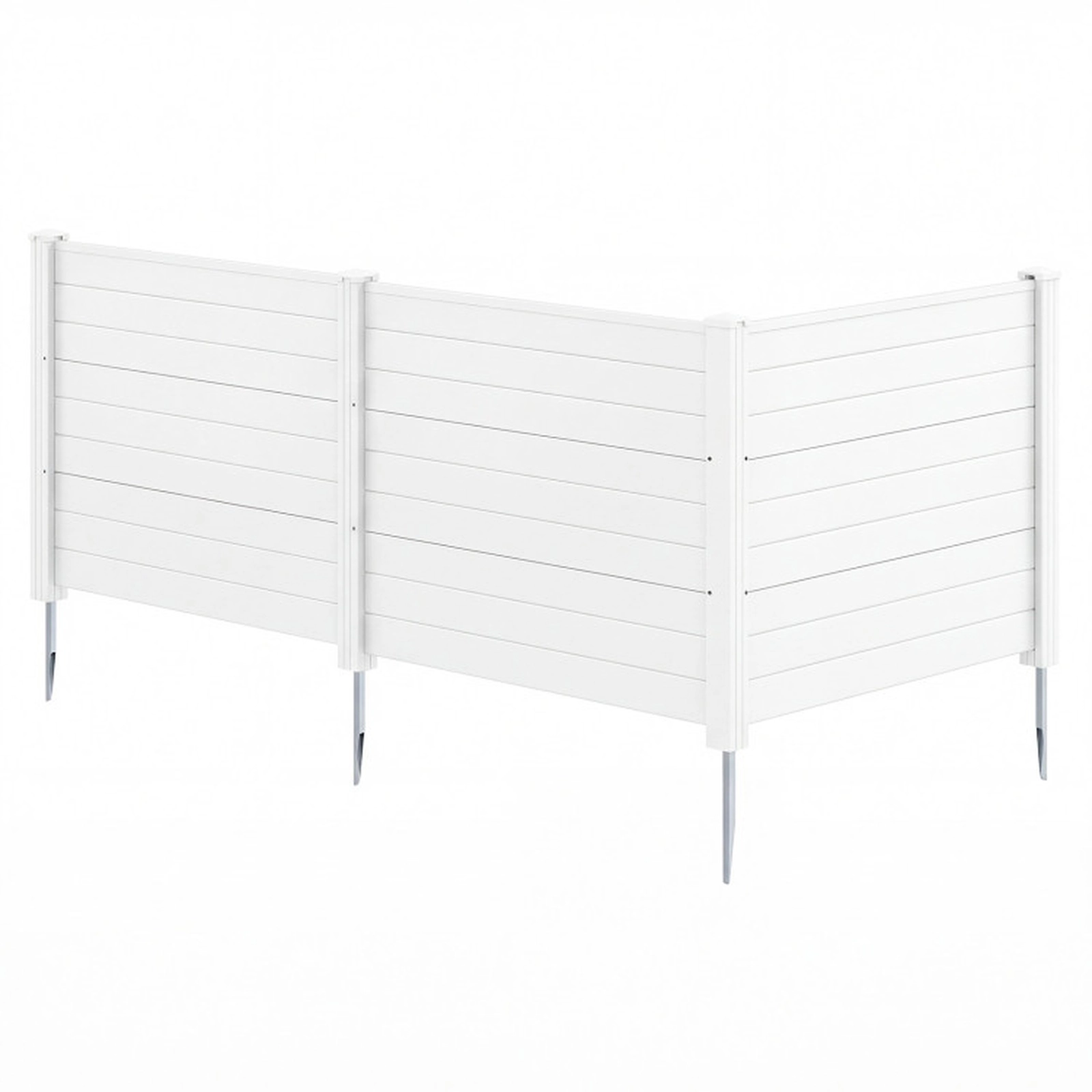 SUGIFT White No Dig Air Conditioner Fence with 3 Panels and 4 Galvanized Ground Stakes 48-in W 38-in H