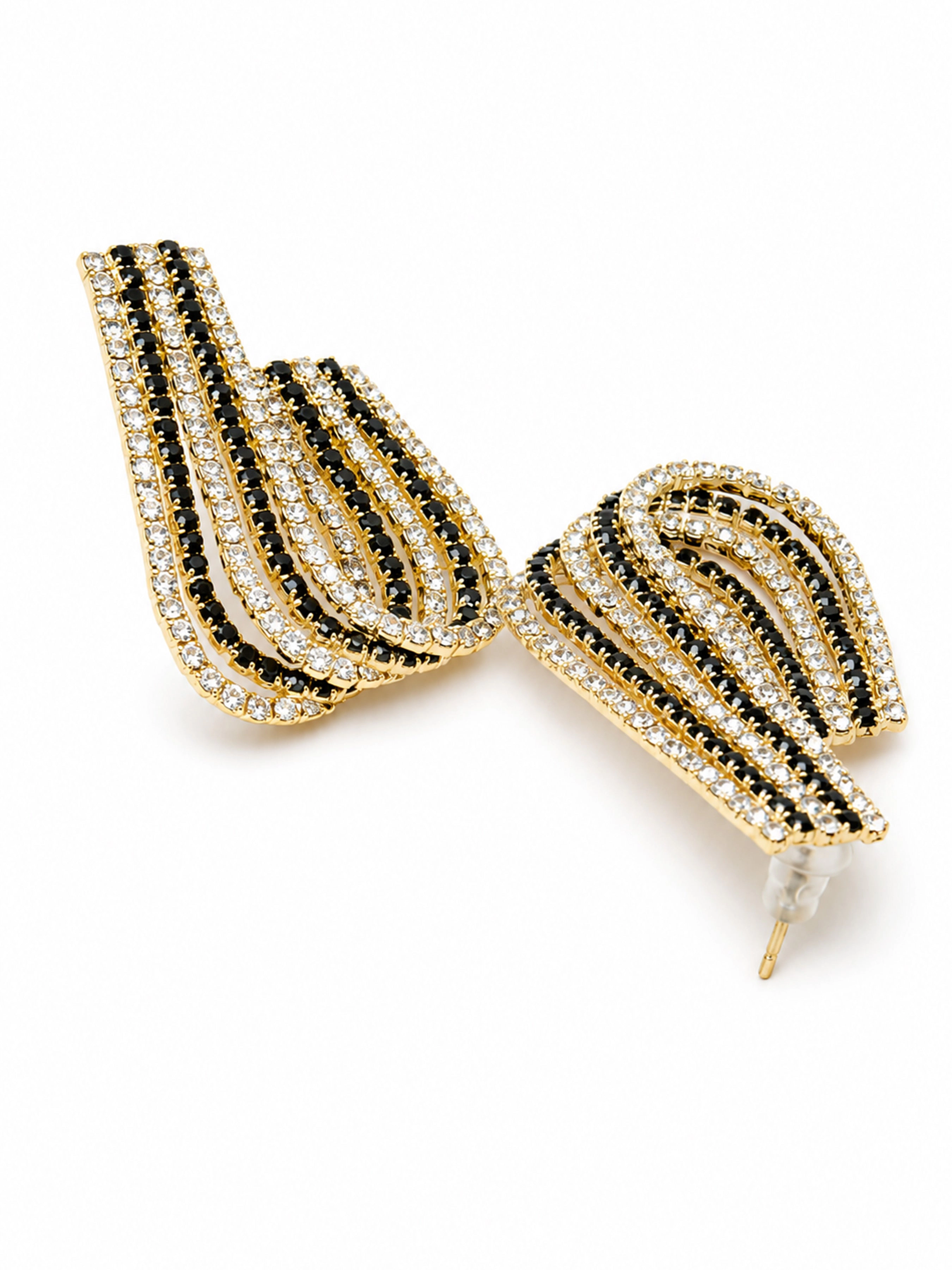 AGP PARIS Womens White Crystal J-Hoop Drop Earrings