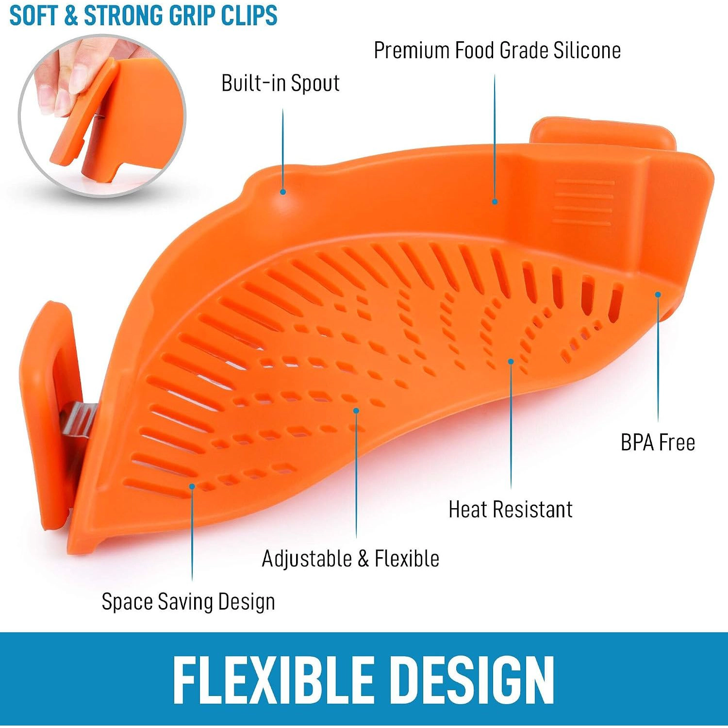 Zulay Kitchen Silicone Pot Strainer - Adjustable Snap On Strainer For Most Pans & Pots