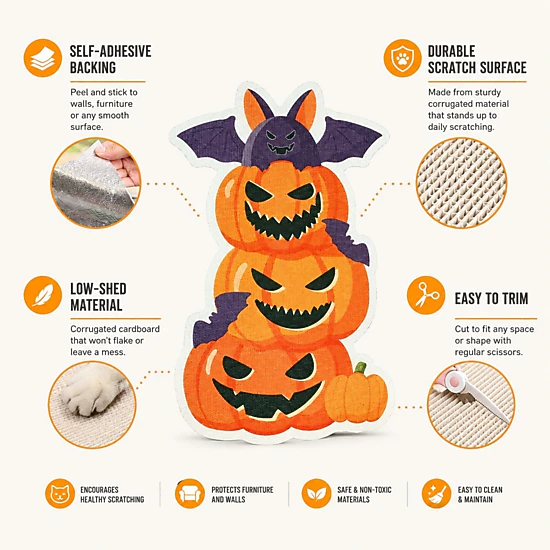 Alilang Pet Halloween Self-Adhesive Wall Furniture Cat Scratcher Pad 31.5 x 19.7 in