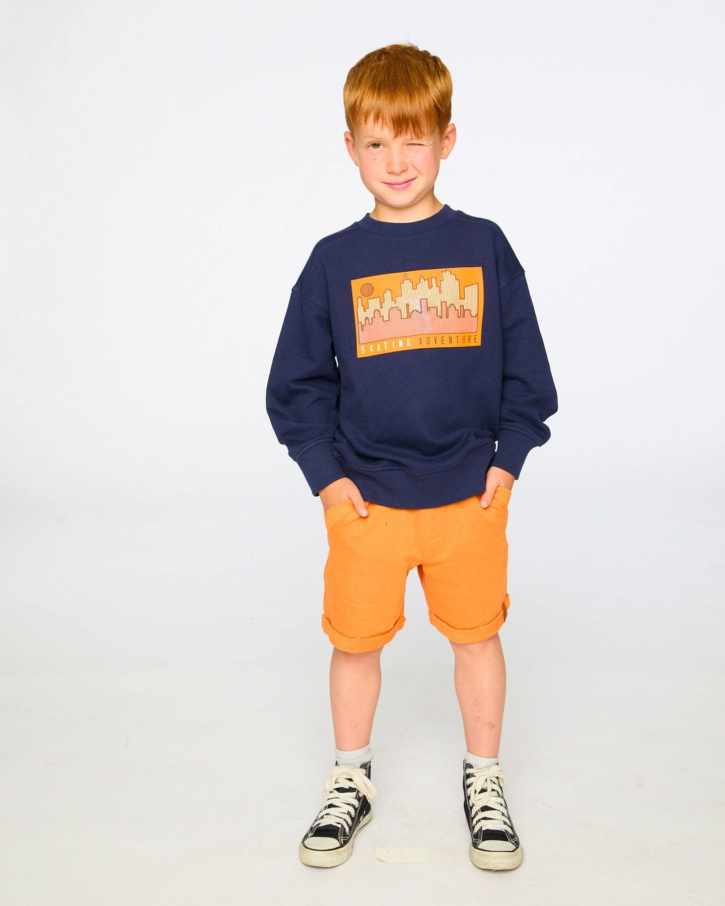 Deux par Deux Boys French Terry Drawstring Waist Shorts
