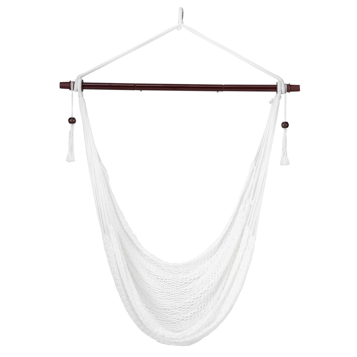 LJG Caribbean Hammock Chair with Metal Spreader Bar Woven Rope Swing