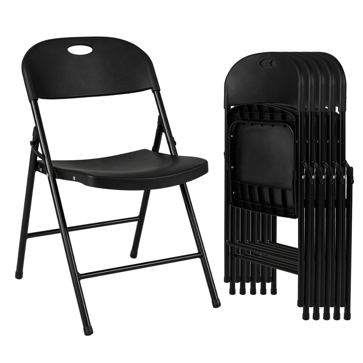 LJG Set of 6 Foldable Plastic Chairs with Ergonomic Backrest