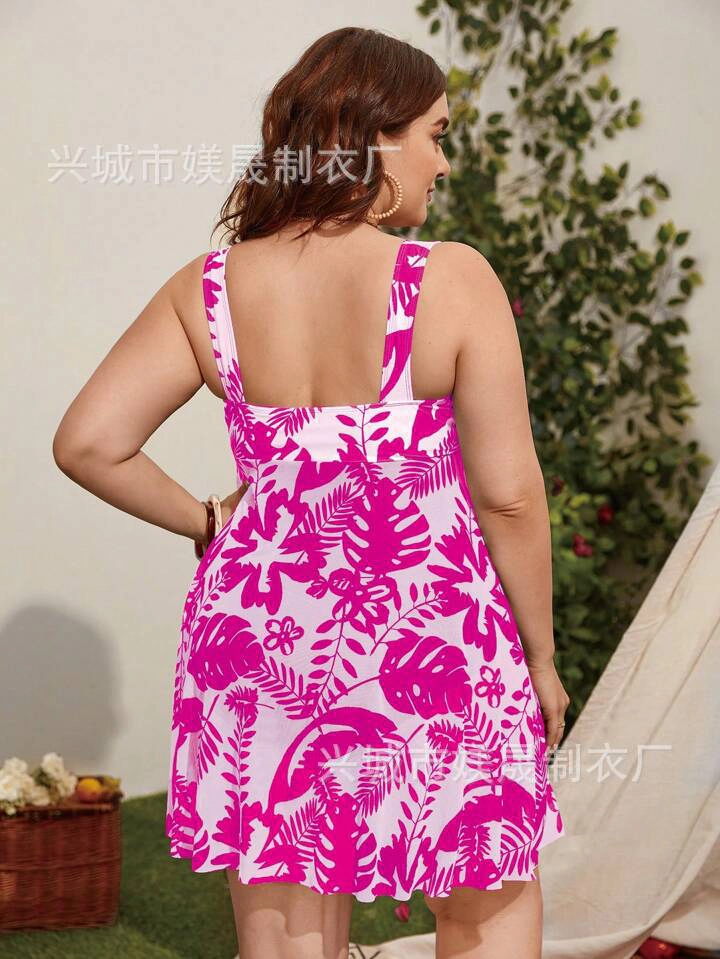 KOJOOIN Women's Plus Floral Swimdress One Piece Swimsuit Flowy Overlay Tummy Control Bathing Suit