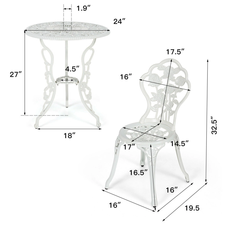 Hivvago Outdoor Cast Aluminum Patio Furniture Set With Rose Design